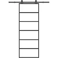 vidaXL Schuifdeur met beslag 76x205 cm ESG-glas en aluminium