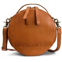 MUUD Bella. Handgemaakt Leren Ronde Schoudertas Ø23x9cm -