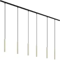QAZQA Modern railsysteem met 6 hanglampen beige met zwart 1-fase - Slimline Keno