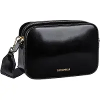 Coccinelle Leren Schoudertas Tebe Shiny Calf Mini Crossover Bag Noir Zwart