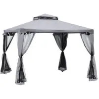 Northio Tuinoverkapping, partytent met 4 zijwanden, duurzaam, metalen frame, polyester, lichtgrijs, 3 x 3 x 2,6 meter