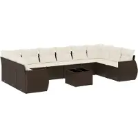 vidaXL 11-delige Loungeset met kussens poly rattan bruin