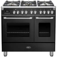 Boretti CFBG902ZW3 fornuis 5-pits gas fornuizen - kleur zwart zuinig beide ovens A - 90 cm breed gasfornuis | .