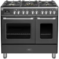Boretti CFBG902AN3 fornuis 5-pits gas fornuizen - kleur antraciet zuinig beide ovens B - 90 cm breed gasfornuis | .