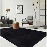The Carpet RELAX – Extra Zacht & Wasbaar Vloerkleed tot 30°C met Antislip Onderzijde – Fluweelachtige Structuur – Voor Slaapkamer of Woonkamer – Zwart, 140 x 200 cm