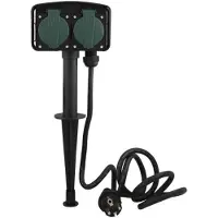 VB Extend Tuincontactdoos | Tuinspies 2V + RA 1.5 meter 3x1.5mm² H05RN-F zwart
