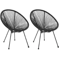 vidaXL Maanstoelen 2 st rattan zwart