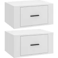 vidaXL Nachtkastjes 2 st wandgemonteerd 50x36x25 cm wit