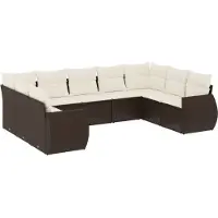 vidaXL 9-delige Loungeset met kussens poly rattan bruin