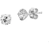 Trendjuwelier huiscollectie Oorknoppen Zirkonia van 4 mm Witgoud glanzend