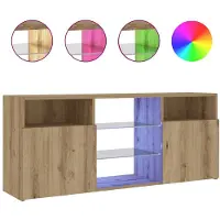 vidaXL Tv-meubel met LED 120x30x50 cm bewerkt hout artisanaal eiken