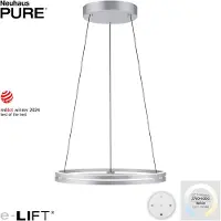Paul Neuhaus Strakke hanglamp Pure E-Loop aluminium Ø 70cm