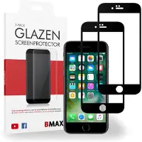 BMAX 2-pack iPhone 7 Glazen Screenprotector - Full Cover - Zwart