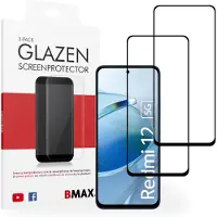 BMAX Screenprotector Xiaomi Redmi 12 5G - 2-pack - Gehard glas - Full Cover