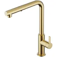 Hotbath Keukenmengkraan ace met draaibare uitloop en uittrekbare duo-spray handdouche geborsteld messing pvd