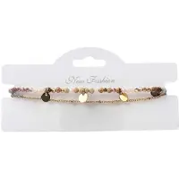 Fashion Jewelry Naturel armband Tess | stainless steel | one size | verstelbaar | bedel | kraaltjes |