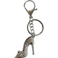 Fashion Jewelry Sleutelhanger Hak met strik Strass (Zilverkleurig) 11.5 x 4 cm