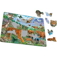 Larsen Wilde dieren in de Siberische zomer – Puzzel – Dieren – Wilde dieren – Educatieve legpuzzel voor kinderen – 36 stukjes – Gemaakt in Noorwegen – Extra dikke 2,5 mm stukjes – Tray met vaste rand