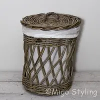 Migo Styling Wasmand - Rond - Open - Met binnenzak - Riet - Rotan - Dia38xH48 cm
