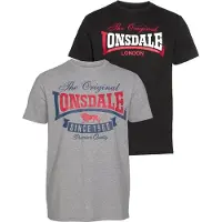 Lonsdale Shirt 'Gearach' blauw / grijs gemêleerd / rood / zwart