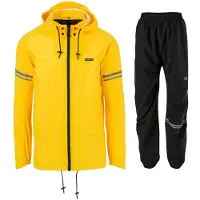 Agu Original Regenpak Uniseks Waterdicht - Zwart Geel - Waterkolom 5.000 mm - Jas en broek - Inclusief opbergtasje