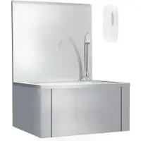 vidaXL - Wasbak - met - kraan - en - zeepdispenser - roestvrij - staal
