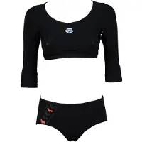 Arena W Icons Team Stripe Crop Top Two Pieces Black Maat: 38 | Tankini's Outlet | Dames | Zwart