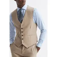 Reiss Wish Plain Waistcoat Oatmeal — Classic Fit Maat: 36 | Gilets Outlet | Heren | Beige