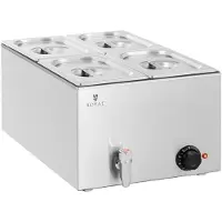 Royal Catering Elektrische bain-marie verwarming met kraan, geschikt voor 4 x GN 1/4 bakken, 600 Watt