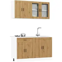 vidaXL 4-delige Keukenkastenset Kalmar bewerkt hout artisanaal eiken