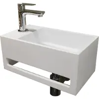 Boss & Wessing Fontein BWS Solid Surface met Handdoekrek Mat Wit (kraangat links)