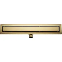 Wiesbaden Douchegoot met Tegelrooster en Flens Suus 70x7 Cm Geborsteld Messing