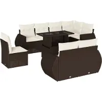 vidaXL 9-delige Loungeset met kussens poly rattan bruin