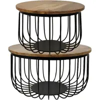 HSM Collection Salontafel Maden - ø60 cm - mangohout/ijzer - s/2