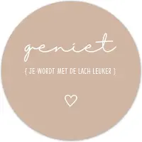 Label2X Muurcirkel geniet lach beige