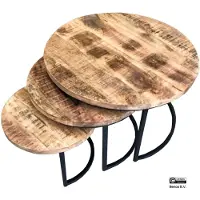 MD Interior Rondo set van 3 salontafels mangohout naturel