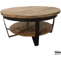 Benoa Salontafel paras metaal 65 black iron stand, wood natural finish