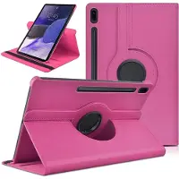Ntech Samsung Tab S8 Plus hoes Draaibare Book Case Cover Pink - Samsung Galaxy Tab S8 Plus hoesje 2022/ Tab S7 FE 2021/Tab S7 Plus 2020 hoesje -Tablet Hoes 12.4 Inch