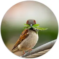 Label2X Muurcirkel vogeltje met blad