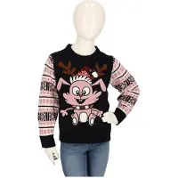 Apollo Kersttrui kinderen - Gebreid - Roze/blauw - Maat 92/98 - kersttrui kind - kersttrui jongens - kersttrui meisjes - kerst trui kinderen