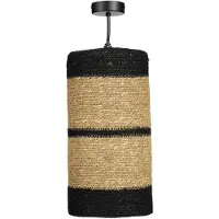 Mica Decorations Jinx Hanglamp - H30 x Ø15 cm - Jute - Zwart
