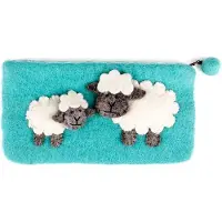 Sjaal met Verhaal Portemonnee Schaapjes Turquoise - 20x11cm