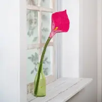 Sjaal met Verhaal Fairtrade Vilt - Bloem Calla Magenta - Fuchsiarood & Groen - 50cm - Homedeco