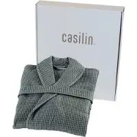 Casilin - Badjas Dames en Heren - Maat S - Wafel Badjas Cadeau voor Hem en Haar in Luxe Geschenkdoos - 100% katoen - Absorberend - Donker Groen