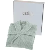 Casilin - Badjas Cadeau voor Hem en Haar in Luxe Geschenkdoos - Voor dames en heren - Maat S - Wafel Katoen - Absorberend - Groen