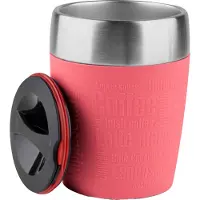 EMSA Thermosbeker Travel Mug 0,2 liter, roestvrij staal, drink- en ijsbeker, rubberen manchet (1-delig)