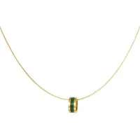 Yehwang luxe ketting met ronde bedel - bedel heeft groene lijn -stainless steel - waterproof - kleur goud - kerst present - gift cadeau mams - gold