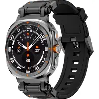 Strap-it 'Explorer' TPU bandje - geschikt voor Samsung Galaxy Watch Ultra 2 (2026) / Ultra (2024/2025) - zwart met zwarte connectors