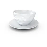 Tassen serie wit porselein koffie kop met schotel met lachend gezichtje 200 ML - Laughing