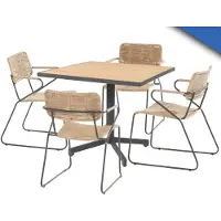4 Seasons Outdoor Fiesta diningtafel 90x90 met 4 Swing diningstoelen